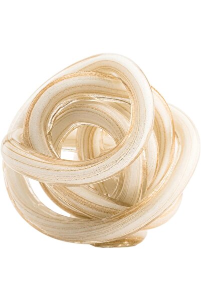 Torre & Tagus كرة زجاجية مزخرفة من أوربت، قطر 7.62 سم، لون أبيض وذهبي معدني