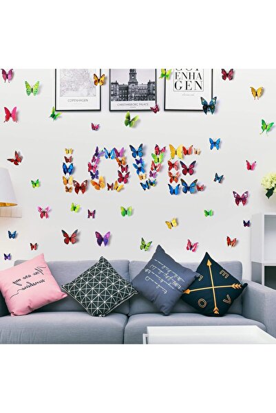 Generic GARLUGAVA 72-piece 3D Removable Butterfly Wall Stickers (6 Colors)