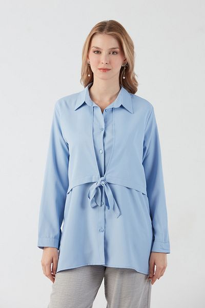 Fulla Moda Buttoned Tie Front Shirt