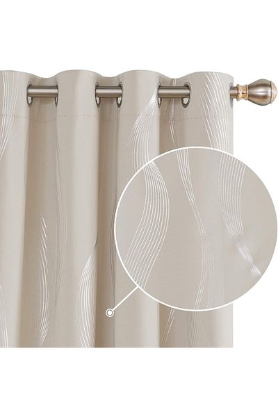 Generic Arabest Blackout Curtains, Silver Foil Print Thermal Insulated Privacy Protection Room Darkening Cu