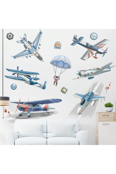 AZONEE Watercolor Airplane Wall Stickers - Baby Nursery Kids Wall Decals
