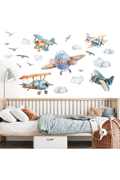 Amimagen Airplane Wall Stickers - Aircrafts Wall Decals - Kids Baby Boys Nurs...