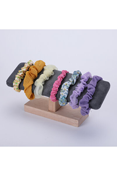 Choice Grey Velvet 1pc Wooden Base T-Shaped PU Leather / Velvet Bracelet Disp...