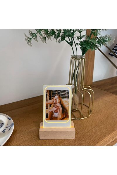 Khazna Glowing Clear Acrylic Picture Frames (2-Pack), 3" Mini Tabletop for Instax Mini / Polaroid 3"