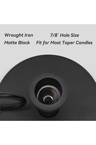 EXCEFORE Matte Black Candle Holders Set of 2, Fits 3/4 inch Taper Candles, Wrought Iron