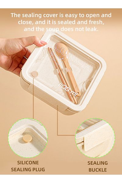 VINNYSEN Lunch Box For Kids & Adults, Lunchbox Containers With Tablewares For Boys & Girls, Leakproof,