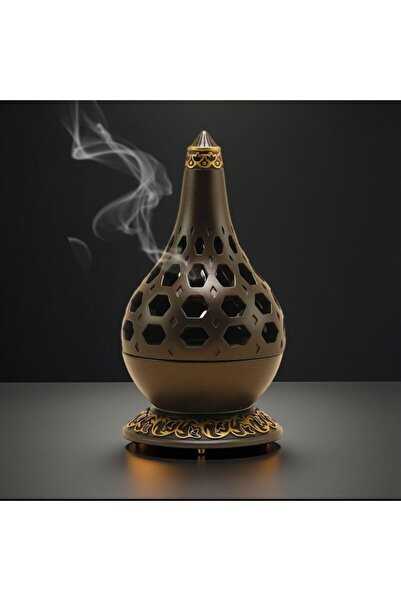 Generic مبخرة راتنجية عربية أنيقة - تصميم شبكي - حامل بخور العود مع قاعدة معدنية