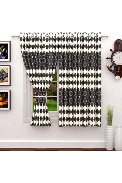 Generic Story@Home Combo Set Of 2 Piece Modern Polyetser Eyelet Abstract Pattern Ringtop Printed Window Cur