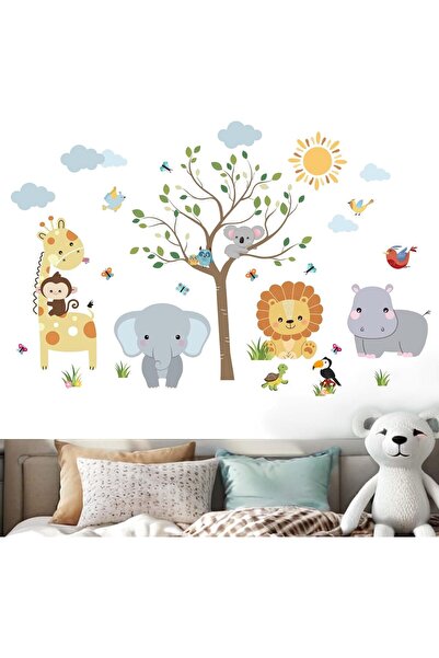 Generic Amimagin Forest Animals Wall Stickers - Elephant, Lion, Giraffe, Hippo, Koala