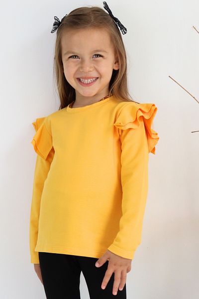 Parla Kids Hanorac pentru fată, cu umăr galben, cu volan, cu gâtul triplu