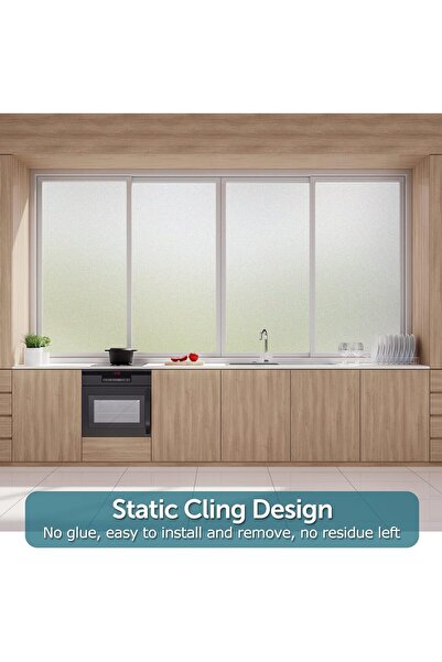 BBA Frosted Privacy Window Film - Static Non-Adhesive UV-Blocking Heat-Control, 44.5 cm x 2 m (BBA)