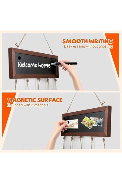 Bukela Wall Decor Hanging Photo Display with 30 Clips - Picture Frame Collage with Blackboard