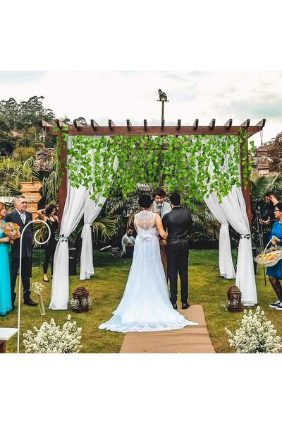 Generic DearHouse 12-Strand Artificial Ivy Leaf Vine Hanging Garland, 84 ft, Green