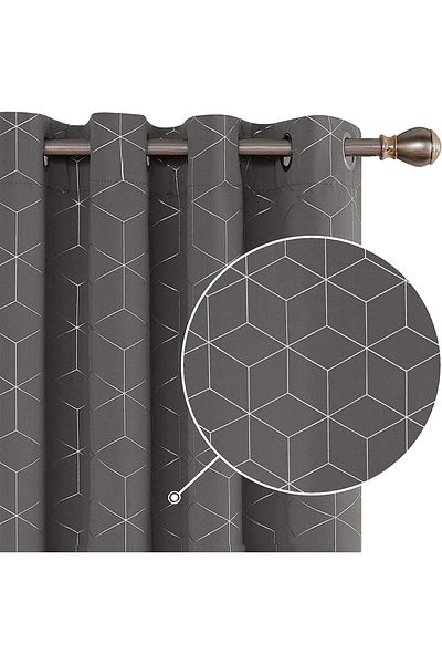 Generic Arabest Blackout Curtains, 2 Panels Decorative Diamond Foil Printed Thermal Insulated Privacy Prote