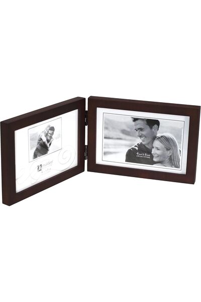 Malden إطار صور خشبي إبداعي من تصميمات عالمية، تصميم أفقي مزدوج لصورتين