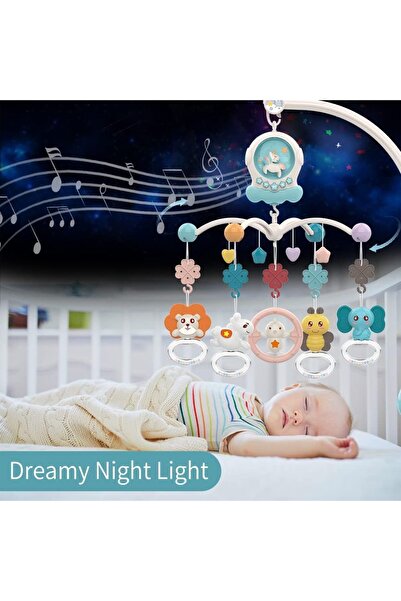 Generic Arabest Baby Musical Crib Mobile with Night Lights and Rotation, Rattles,Comfort Toys for Newborn I