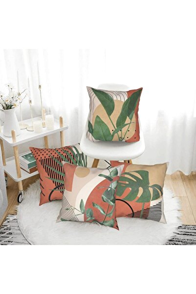 MAKINGTEC Boho Throw Pillow Covers Set of 4, 18 x 18 Inch (45x45 cm) Green Leaves