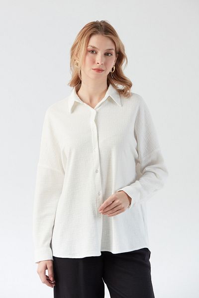 Fulla Moda Basic Jacquard Oversize Shirt