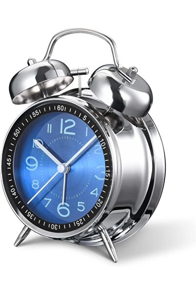 Arabest ساعة مكتبية، ساعة منبه فائقة الصوت، جرس مزدوج، إضاءة خلفية، تعمل بالب...