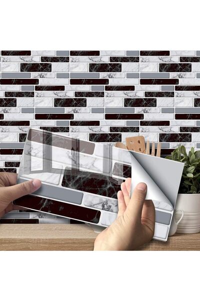 SYOSI Peel and Stick Wall Tile, Black and White Marble Style, 27pcs/Set (10 x...