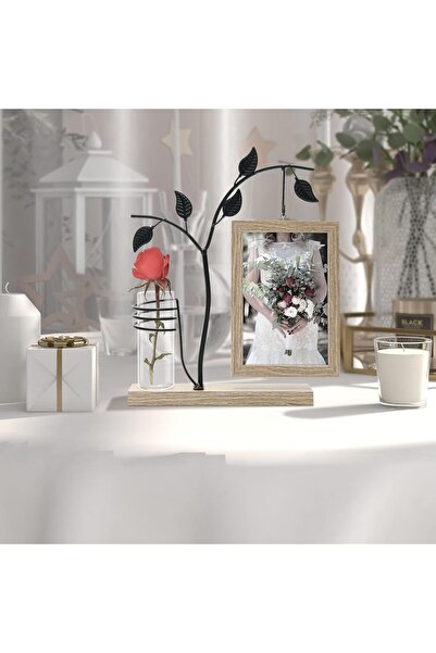 NALACAL Desktop Picture Frame with Glass Vase, Double-Sided 4x6 Photo Frame