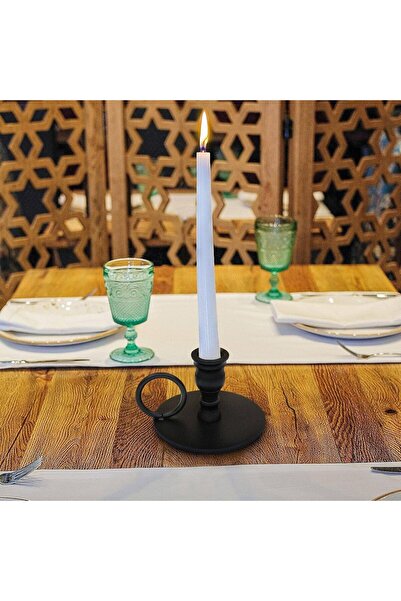 EXCEFORE Matte Black Candle Holders Set of 2, Fits 3/4 inch Taper Candles, Wrought Iron