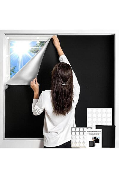 Arabest Portable Blackout Window Shades, DIY Stick-On Blinds, Light & UV Bloc...