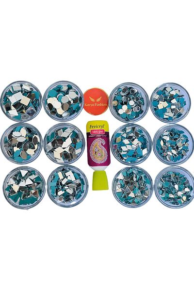 Generic Kavya Fashion 12 Shape Mirror kit for Jewellery Making, Other Craft Work Like Project & lippen Art,