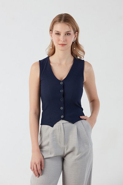 Fulla Moda سترة بأكمام طويلة وأزرار على شكل حرف V