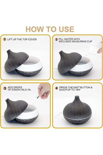 SKY TOUCH SKY-TOUCH Essential Oil Diffuser, 550ml Oil Diffuser with 4 Timer, Aromatherapy Diffuser with Auto S