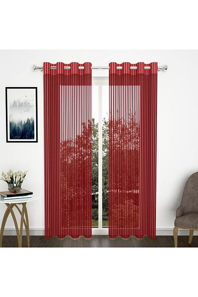 Generic Story@Home Sheer Window Curtains Linen Look Semi Transparent Voile Grommet Zic Zac Curtains for Liv