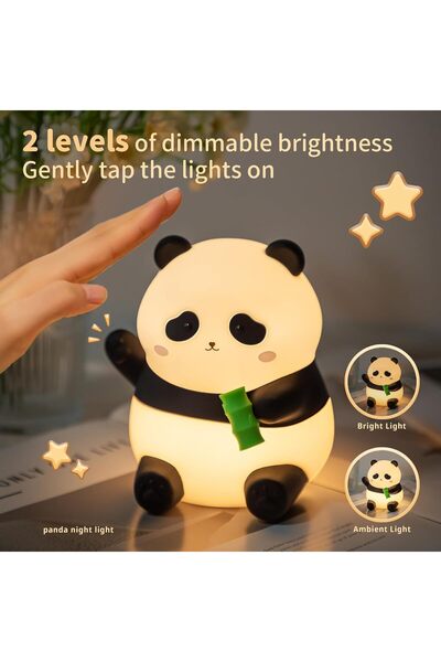 TERRIFI Panda Night Light - Touch Silicone Rechargeable Night Lamp for Kids