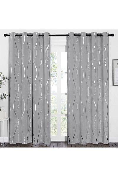 Generic Morovan Blackout Curtains, 2 PCS Silver Foil Print Thermal Insulated Privacy Protection Room Darken