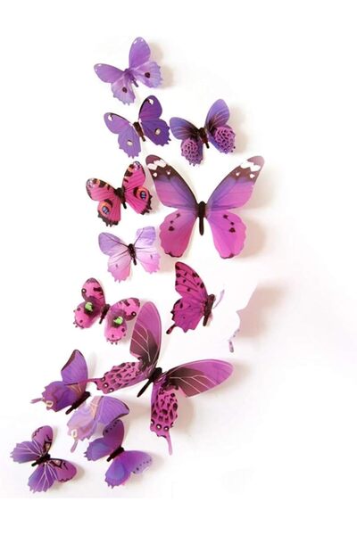 SULFAR 3D Butterfly Wall Stickers | 12 Pcs Mixed Color Decorative Decals for ...