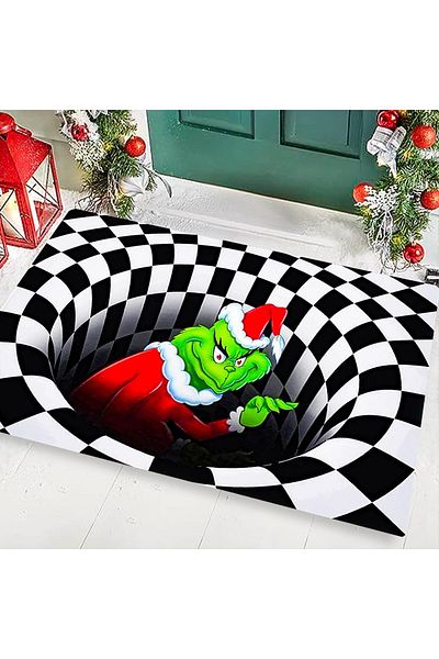 Generic Khazna 3D Illusion Decoration Doormat, Christmas Decoration Anti-Slip Doormat, for Front Door, Indo