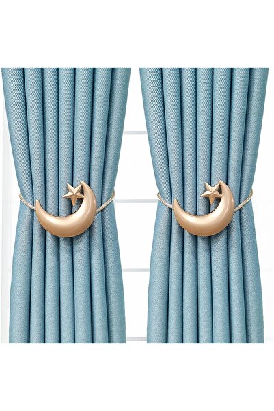 Arabest 1 Pair Magnetic Curtain Tiebacks,Star Moon Curtain Clips,Drill-Free D...