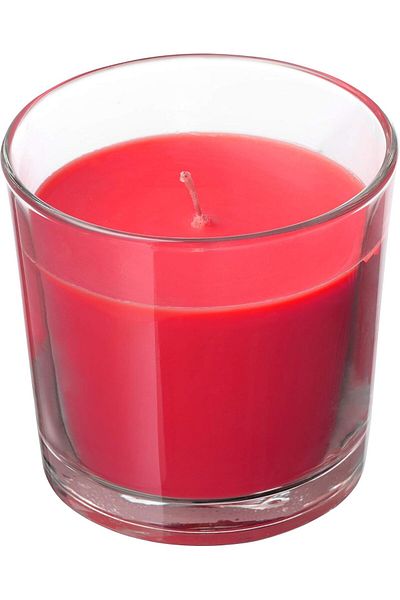 Generic شمعة معطرة من ايكيا في كأس، توت أحمر، أحمر