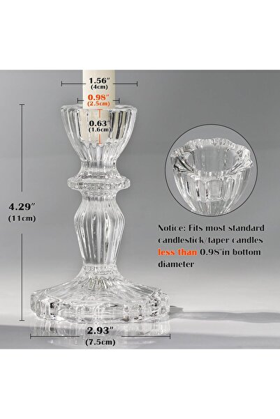 Generic Simeitol Clear Glass Taper Candle Holders, Crystal Long Tapers Set of 6