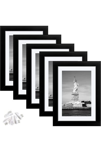 DoubleCare إطارات صور ٥×٧، عبوة من ٥ قطع باللون الأسود - إطارات صور للحائط والطاولة
