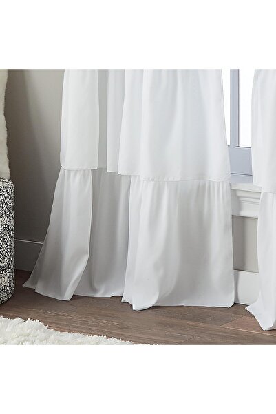 Curtainworks Ruffled Rod-Pocket Curtain Panel, White, 63 in, Polyester, Solid