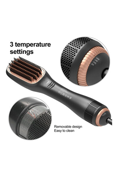 Generic Styling Brush Professional Steam And Infrared Hair Dryer Black 32cm