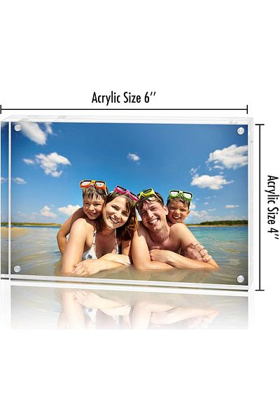 Generic Americanflat 4x6 Acrylic Picture Frame - Double Sided Picture Frame with Magnetic Corners - Transpa
