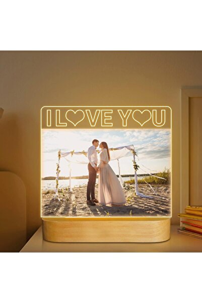 TERRIFI إطار صورة أكريليك مقاس 4×6 بوصة مكتوب عليه I Love You مع إضاءة ليلية LED دافئة