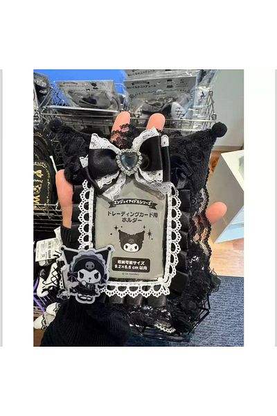 Choice Black Kuromi Anime Dark Series My Melody Hellokittys Kuromi Lace Bow Storage Card Holder Bag Decorat