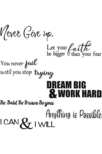 Today Idea ملصقات حائط من الفينيل "لا تستسلم أبدًا، كل شيء ممكن" - مجموعة من ...