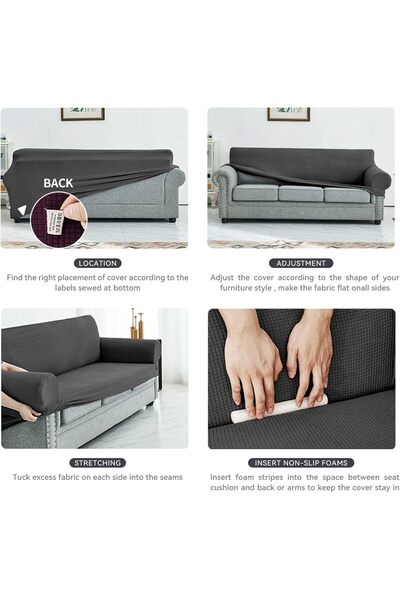 JZS Waterproof Sofa Slipcover Non-slip Stretch Spandex Jacquard (Grey, S)
