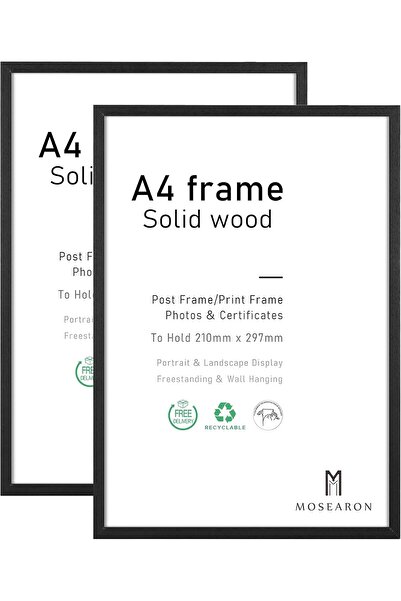 ATOBART A4 Wood Photo Frame, 2 Pack - 21 x 30 cm, Black