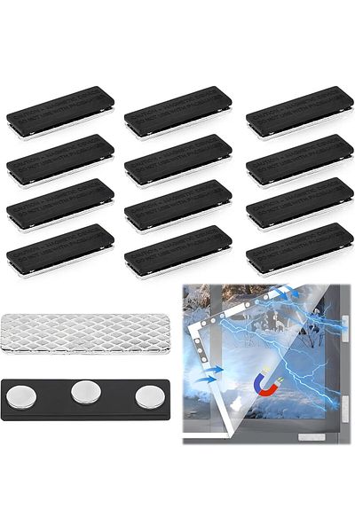 Generic FUYITE 12 Pack Magnetic Curtain Closures for Window Blinds, Magnetic Curtain Clips with Adhesive fo