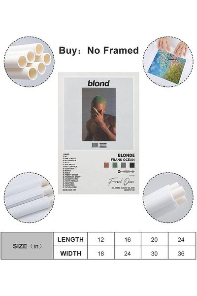 Generic ASTRL Frank Ocean - Blonde Album Cover Canvas Posters for Room Aesthetic Gift Unframe:16x24inch(40x