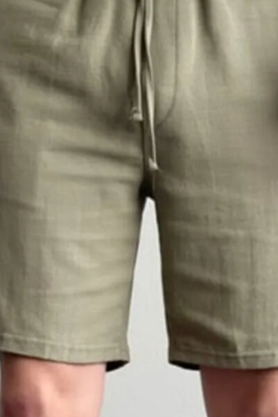 COOL TARZ Men's Khaki Musli Elastic Laced Regular Shorts